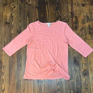 Christopher & Banks Coral Pink Relaxed 3/4 Sleeve T-Shirt